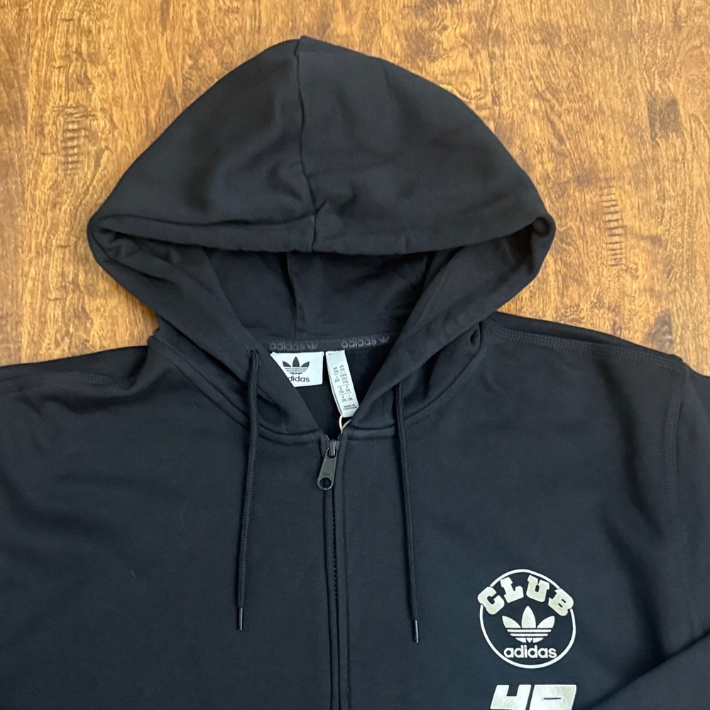 Adidas Black Graphic Logo Jacket With a Hood Size L - Picture 3 of 16